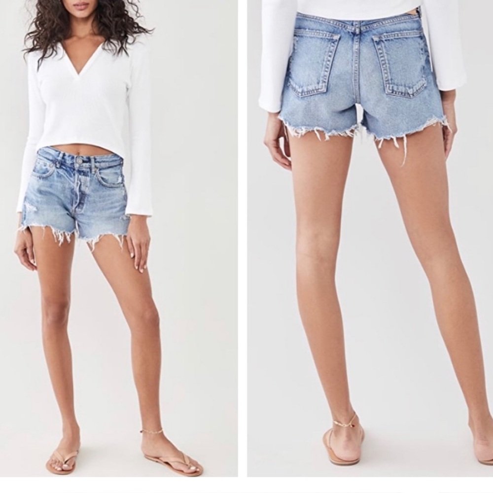 MOUSSY VINTAGE MV Shirley High Rise Cut Off Distressed Jean Shorts Size 28